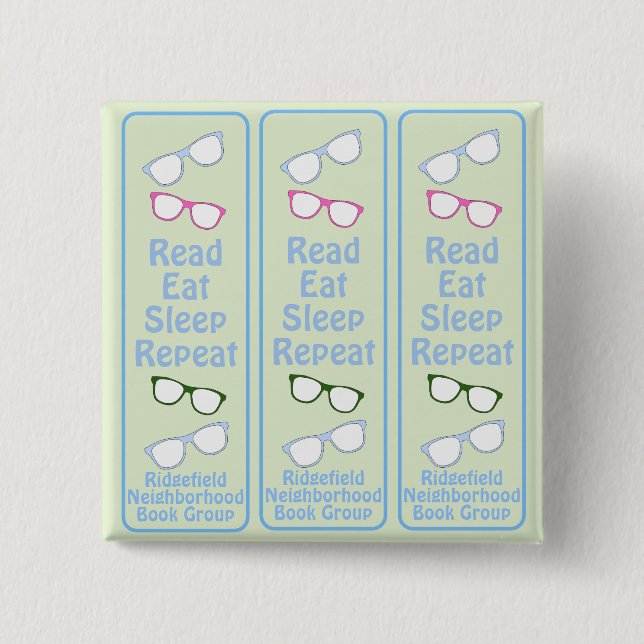 Humorous Read Eat Sleep Repeat Eyeglasses Knapp (Framsida)