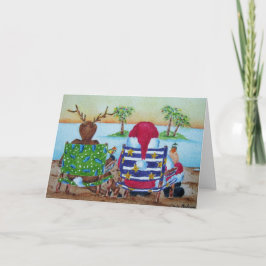 Humorous Santa and Reindeer Christmas Card Helgkort