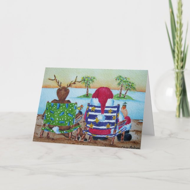 Humorous Santa and Reindeer Christmas Card Helgkort (Framsida)