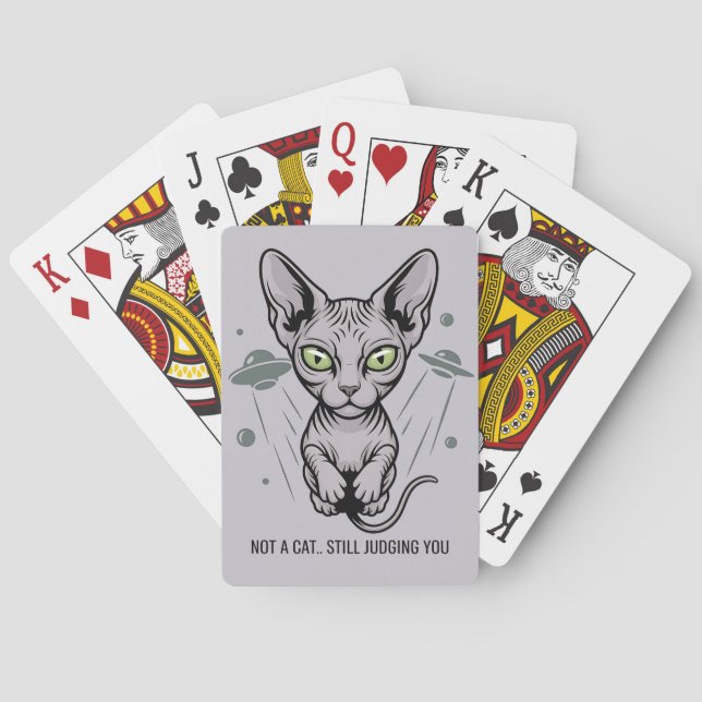 Humorous Sphynx Cat Space Cartoon Casinokort (Baksidan)