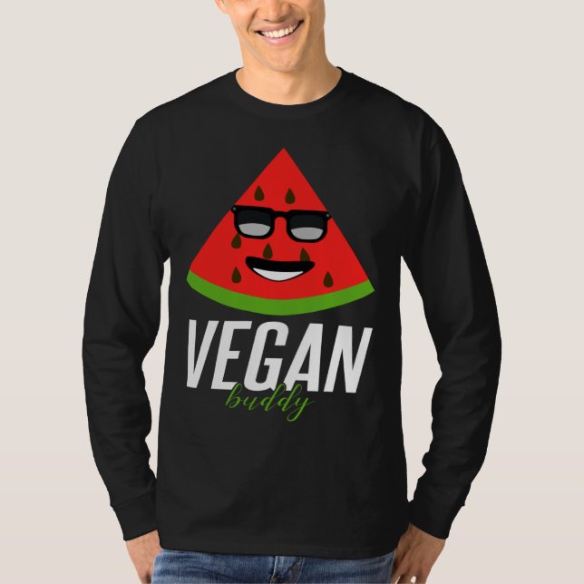 Humorous Vegan Buddy Artwork T Shirt (Framsida)