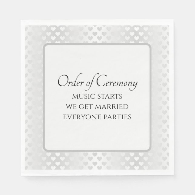 Humorous Wedding Text with Shimmering Hearts Pappersservett (Framsidan)