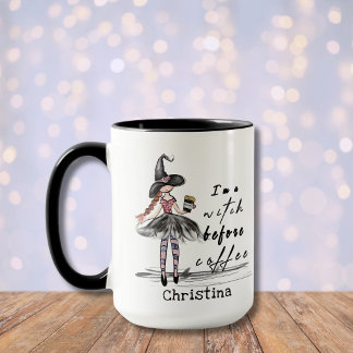 Humörrik rolig Citat Jag är en Häxa Innan Kaffe Mugg