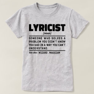 Humorskämt i Sång av textförfattare i lyricist Nou T Shirt
