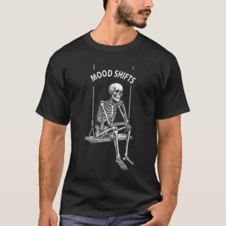 Humörskiftningar Skelett Fram Bak Tryckt T-Shirt |