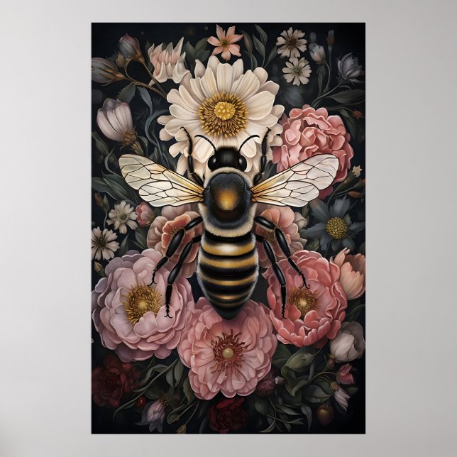 Humörsvängande humleblomma tryck, Mörk Akademi Poster (Framsidan)