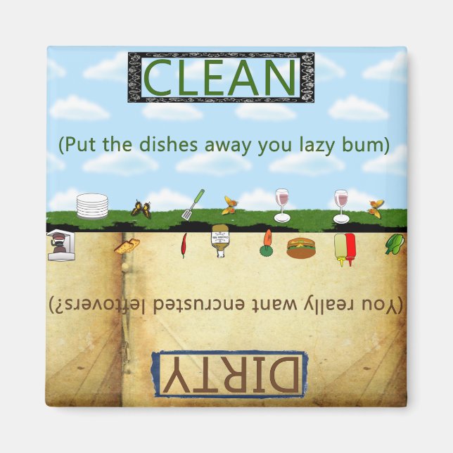 Humorus Clean Dirty Dishwasher Magnet (Framsidan)