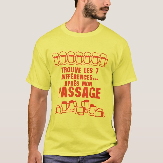 Humour alcool 7 difference apres mon passage biere t shirt (Framsida)