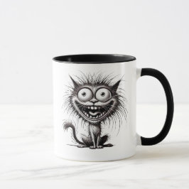 Humour Noir et Blanc, Chat Excentrique. Mugg