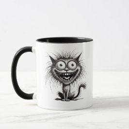 Humour Noir et Blanc, Chat Excentrique. Mugg