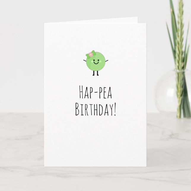 Humourous Birthday Card Cute Pea Kort (Framsida)