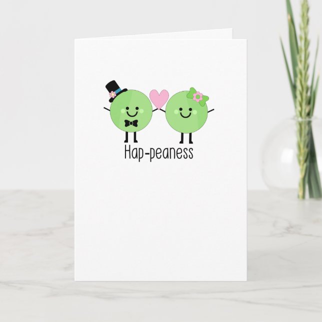 Humourous Bröllop Cute Bride & Groom Peas Kort (Framsida)