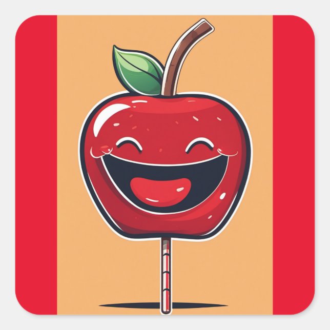 Humous Apple Fyrkantigt Klistermärke (Framsida)