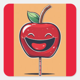 Humous Apple Fyrkantigt Klistermärke