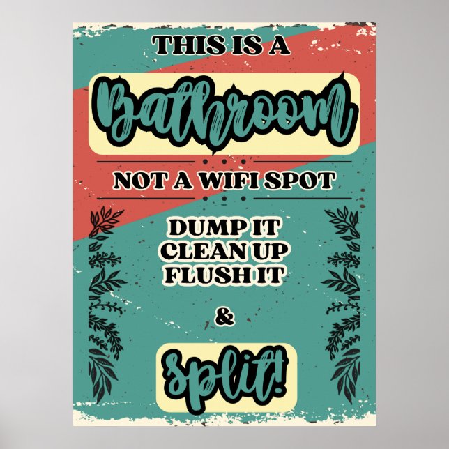 Humous Bathroom Etiquette-tecken Poster (Framsidan)