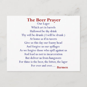 Humous Beer T-shirts & Gifts, Beer Prayer! Vykort