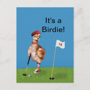 Humous Bird Spela Golf, Anpassade Text Vykort