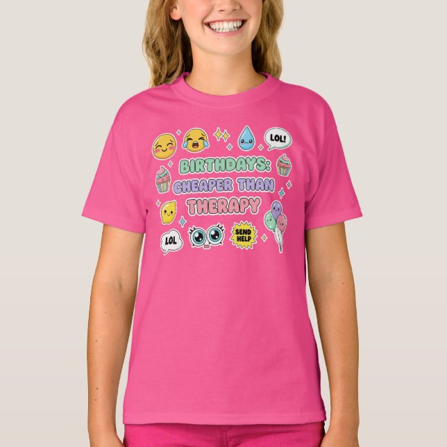 Humous Birthday Gift Idea med Emojis T Shirt (Framsida)
