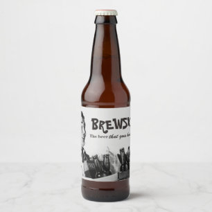Humous Brewski Retro Nitten-femties Beer Ölflaska Etikett