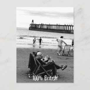 Humous British vid Seaside in Monochrome Vykort