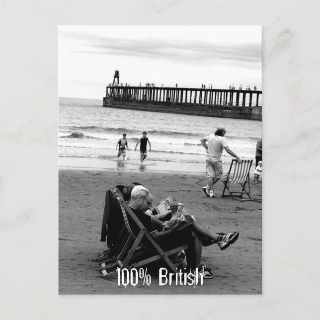 Humous British vid Seaside in Monochrome Vykort (Framsida)