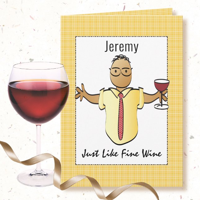 Humous Brown Male Tecknad Red Vin Birthday Kort (Skapare uppladdad)