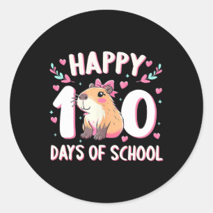 Humous Capybara Lycklig, 100:e dagen för skoldjur Runt Klistermärke