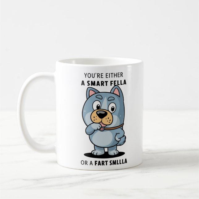 Humous Cat Mugg - Smart Fella eller Fart Smella (Vänster)