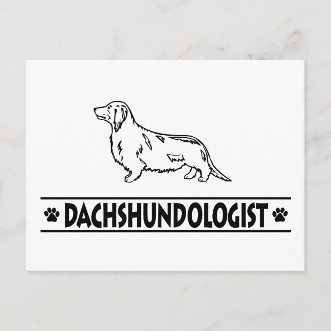 Humous Dachshund Långhårig Vykort (Framsida)