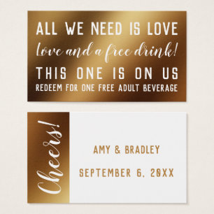 Humous Drink Biljett in White & Faux Gold Foil