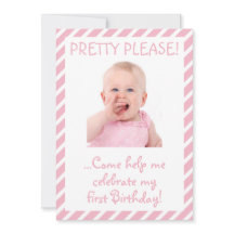 Humous Flicka First Födelsedagsfest inbjudan