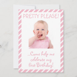 Humous Flicka First Födelsedagsfest inbjudan