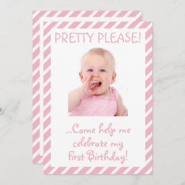 Humous Flicka First Födelsedagsfest inbjudan