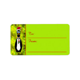 Humous Frazzled Santa Penguin (Till-från-Märkre) Adressetikett