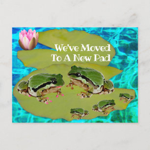 Humous Frog Family på Lily Pad Vi har flyttat Vykort
