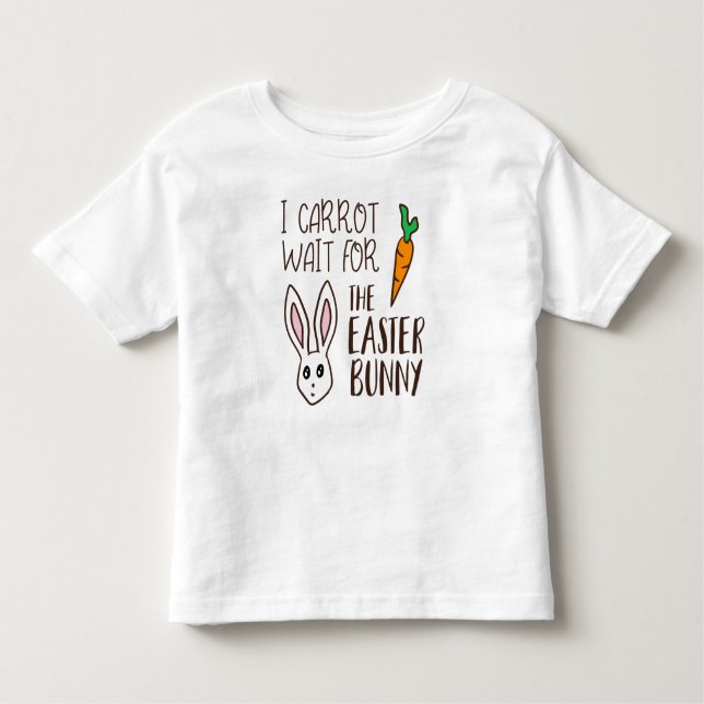 Humous Funny Påsk Quote Carrot Wait Bunny Cute T Shirt (Framsida)