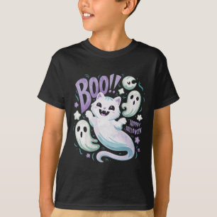 Humous Ghost Cat Boo Kattunge Halloween T Shirt