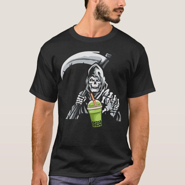 Humous Grim Reaper Boba Tea T Shirt (Framsida)