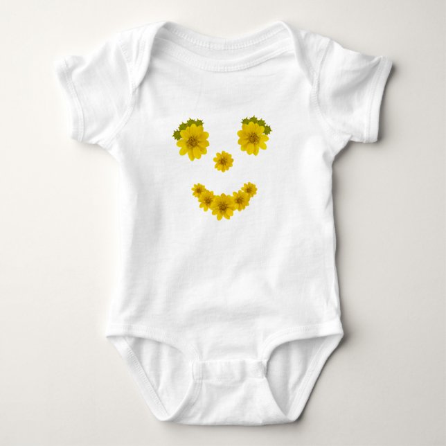 Humous Gult Wildblomma Smile Ansikte Tröja (Framsida)