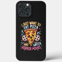 Humous Halloween som säger Pizza och skräckfilmer