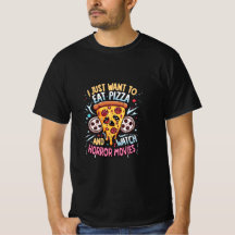 Humous Halloween som säger Pizza och skräckfilmer