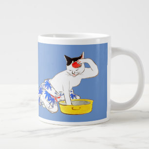 Humous Japansk Cat Bathing I Jumbo Mugg
