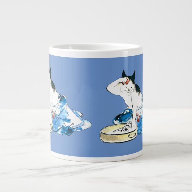 Humous Japansk Cat Bathing II Jumbo Mugg (Framsidan)