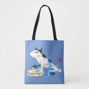 Humous Japansk Cat Bathing II Tygkasse