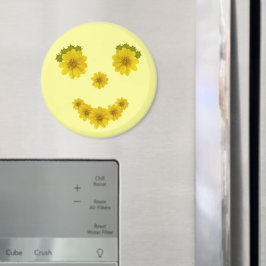 Humous Lycklig Bright Gult Flower Smile Magnet