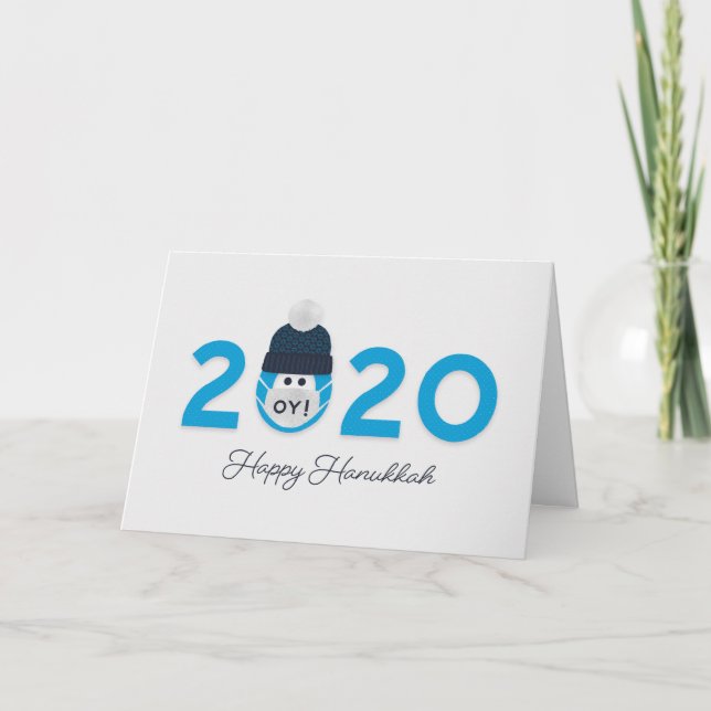 Humous Lycklig Hanukkah 2020 Personlig Blue Kort (Framsida)