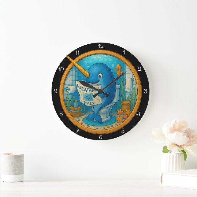 Humous Narwhal Bathroom Clock Stor Klocka (Hem)