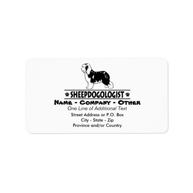 Humous Old English Sheepdog Adressetikett (Framsidan)