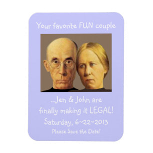 Humous Older Couple Bröllop spara datum Magnet