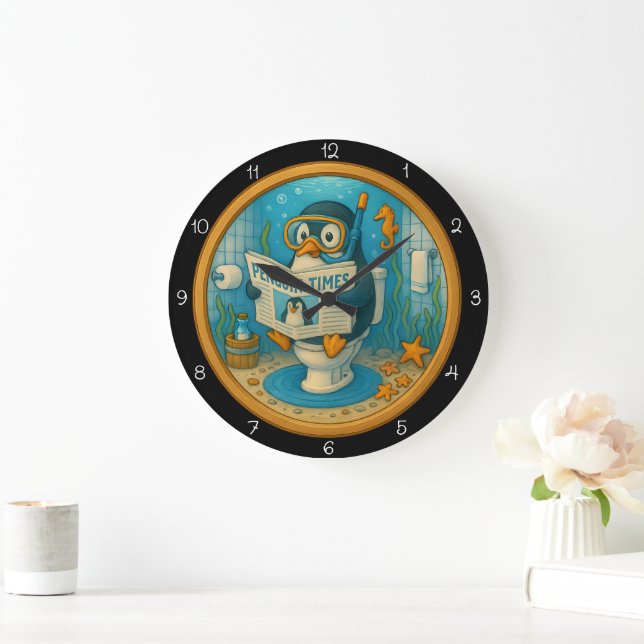 Humous Penguin Bathroom Clock Stor Klocka (Hem)
